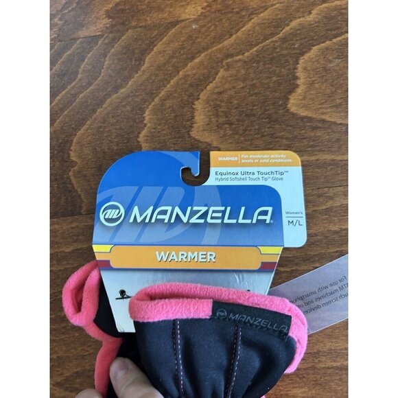 Manzella Women's M/L Pink Black Ivory Equinox Ultra TouchTip Warmer Gloves NEW - Picture 4 of 5